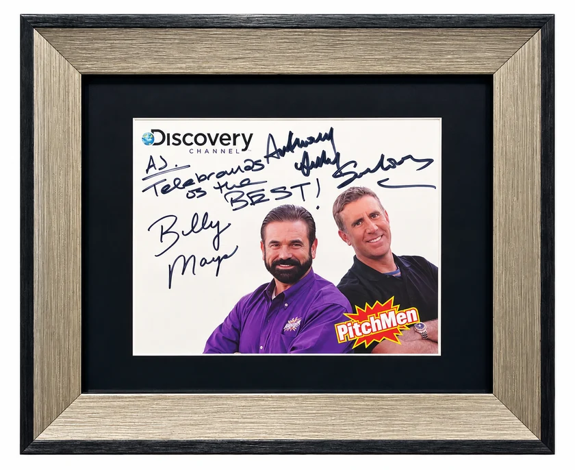 Signed PitchMen photograph featuring Billy Mays and Anthony Sullivan, from AJ Khubani’s office collection