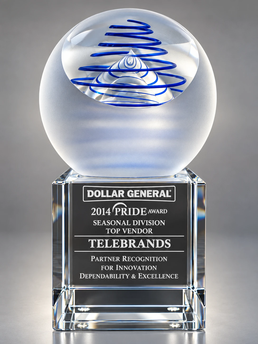 Dollar General 2014 PRIDE Award naming Telebrands Seasonal Division Top Vendor